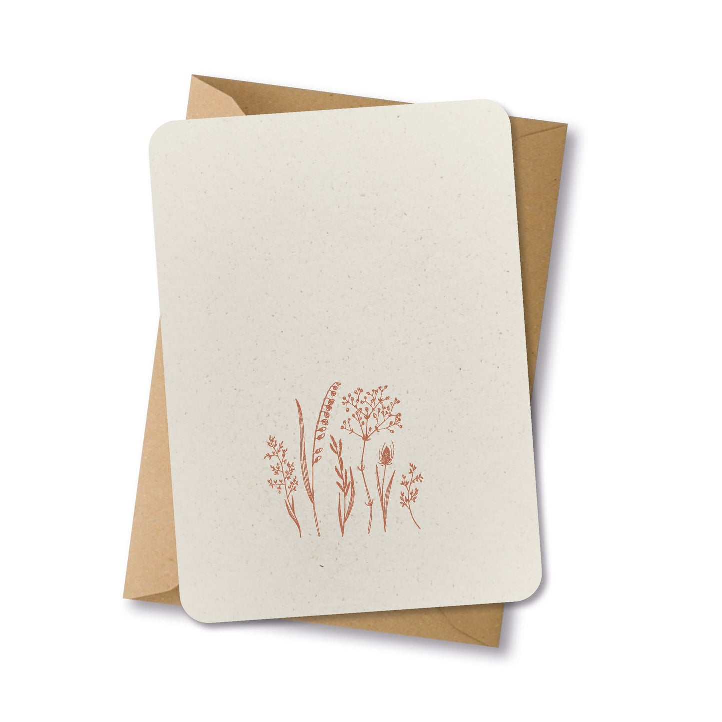 PAPERLOVER - Ansichtkaart duurzaam getekende bloemetjes roestbruin