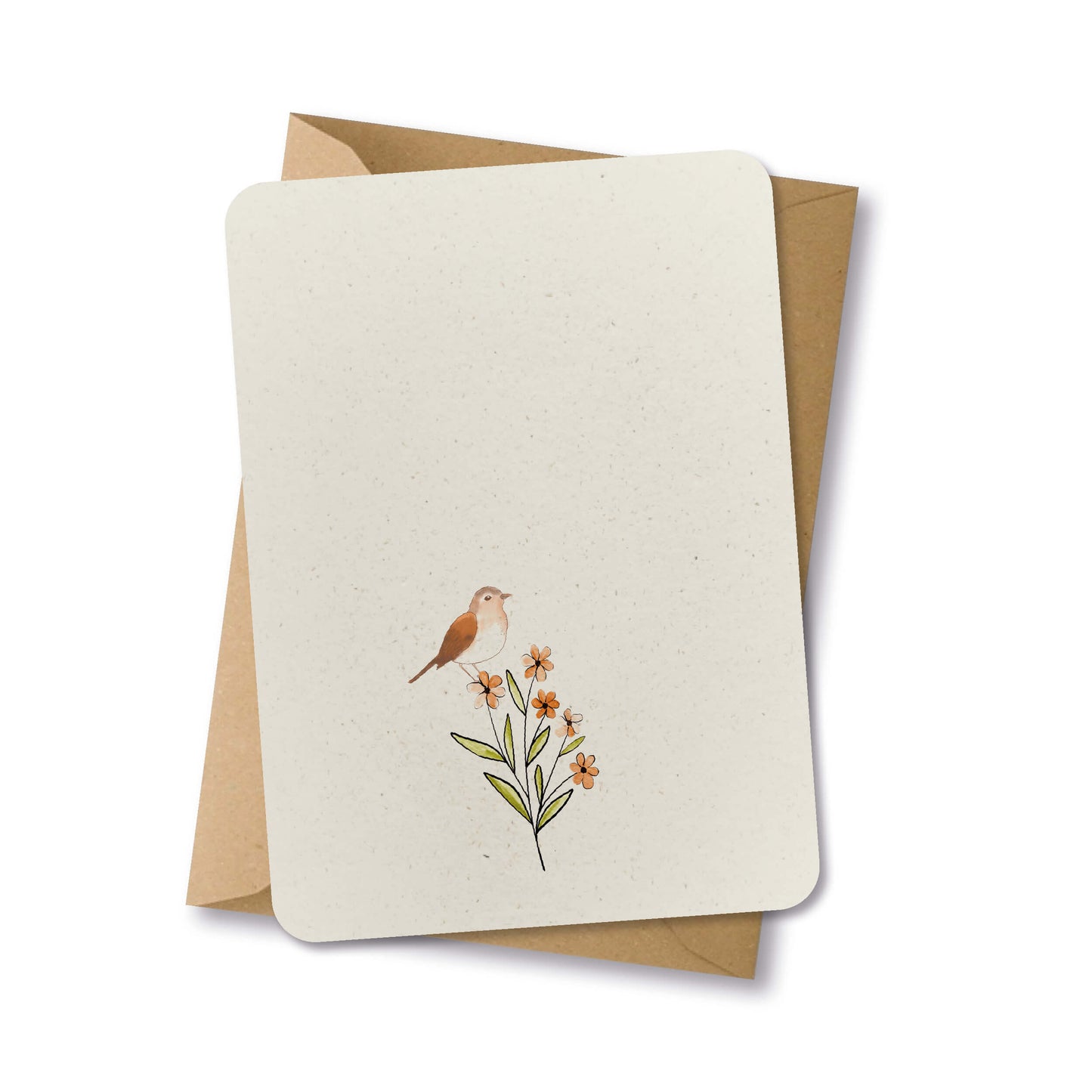 PAPERLOVER - Ansichtkaart duurzaam getekende vogeltje op bloem