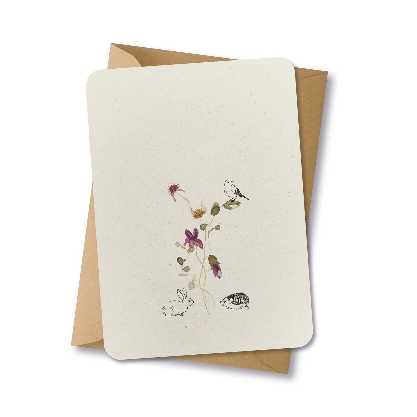 PAPERLOVER - Ansichtkaart duurzaam getekende bosdieren op bloem