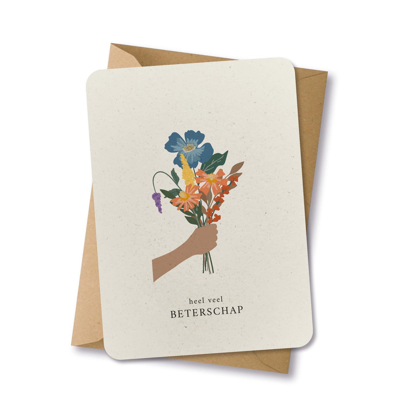 PAPERLOVER - Ansichtkaart duurzaam 'Beterschap' met bloemen - 10 stuks