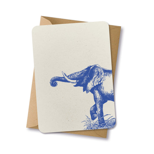 PAPERLOVER - Ansichtkaart duurzaam getekende olifant blauw
