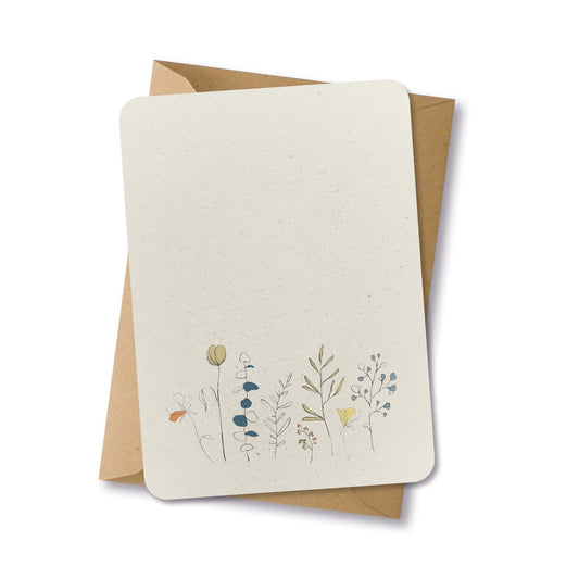PAPERLOVER - Ansichtkaart duurzaam getekende bloemetjes - 10 stuks