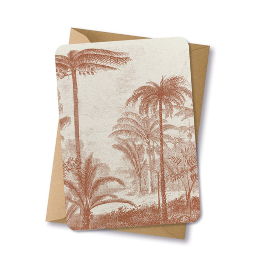 PAPERLOVER - Ansichtkaart duurzaam getekende palmbomen roestbruin - 10 stuks