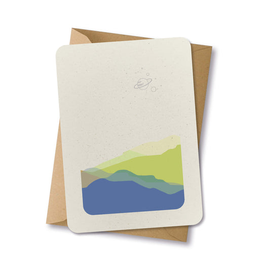 PAPERLOVER - Ansichtkaart duurzaam landschap in blauw en geel - 10 stuks