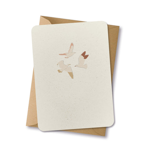 PAPERLOVER - Ansichtkaart duurzaam getekende vliegende vogels - 10 stuks