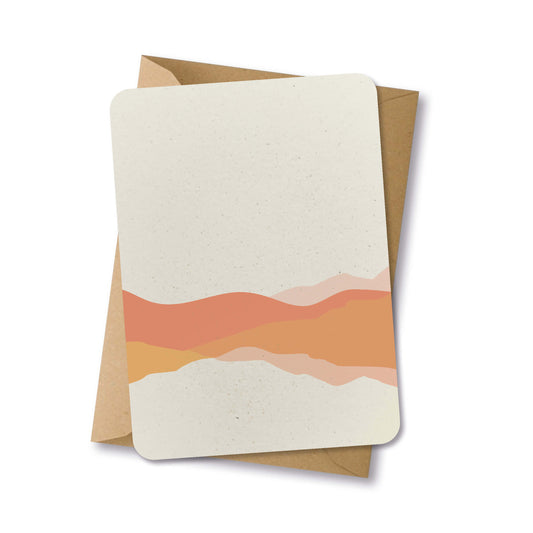 PAPERLOVER - Ansichtkaart duurzaam abstract landschap in oranje - 10 stuks