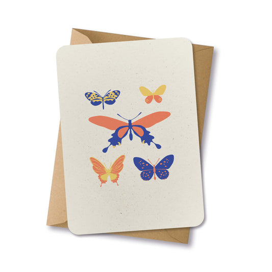 PAPERLOVER - Ansichtkaart duurzaam vrolijke vlinders - 10 stuks