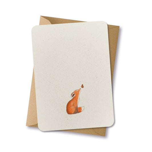 PAPERLOVER - Ansichtkaart duurzaam getekend vosje met vlinder - 10 stuks