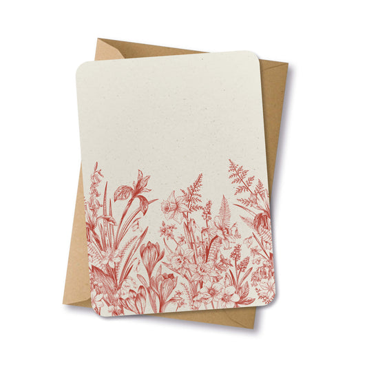 PAPERLOVER - Ansichtkaart duurzaam getekende wilde bloemen rood