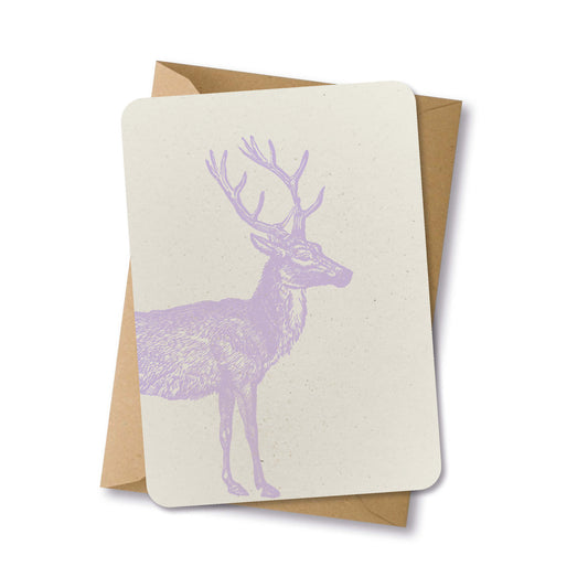 PAPERLOVER - Ansichtkaart duurzaam getekend hert lila - 10 stuks