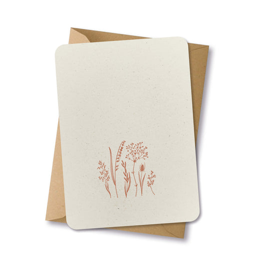 PAPERLOVER - Ansichtkaart duurzaam getekende bloemetjes roestbruin