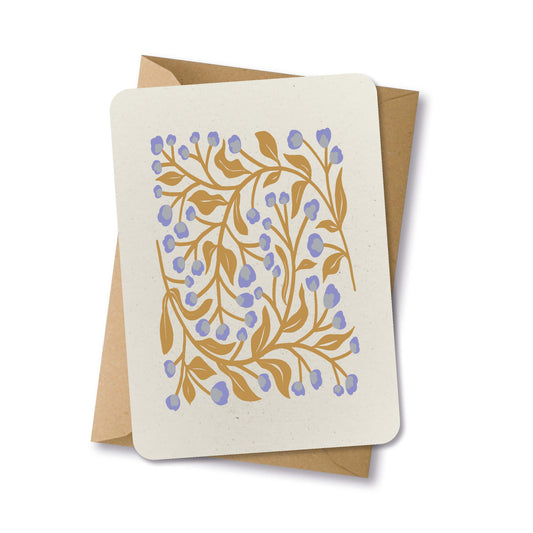 PAPERLOVER - Ansichtkaart grafisch folk art bloemen oranje lila