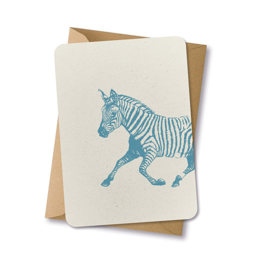 PAPERLOVER - Ansichtkaart duurzaam getekende zebra turquoise