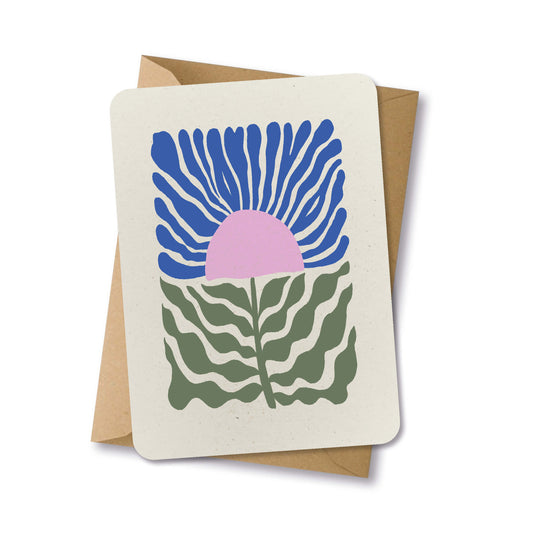 PAPERLOVER - Ansichtkaart duurzaam folk art bloem blauw