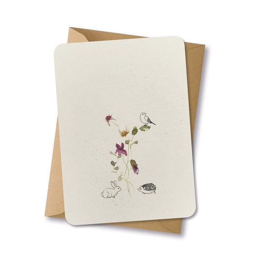 PAPERLOVER - Ansichtkaart duurzaam getekende bosdieren op bloem