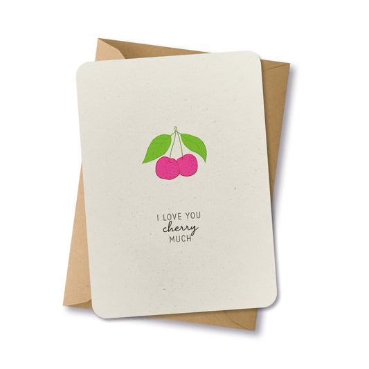 PAPERLOVER - Ansichtkaart duurzaam 'I love you cherry much'