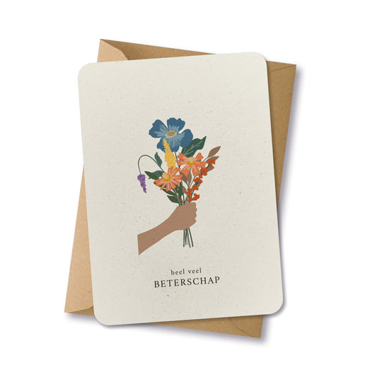 PAPERLOVER - Ansichtkaart duurzaam 'Beterschap' met bloemen