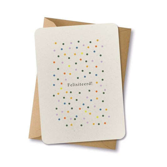 PAPERLOVER - Ansichtkaart duurzaam 'Felisiteerd' confetti