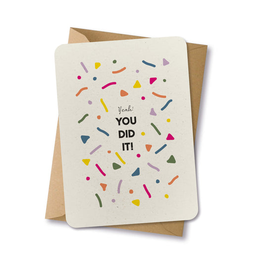PAPERLOVER - Ansichtkaart duurzaam 'You did it' confetti