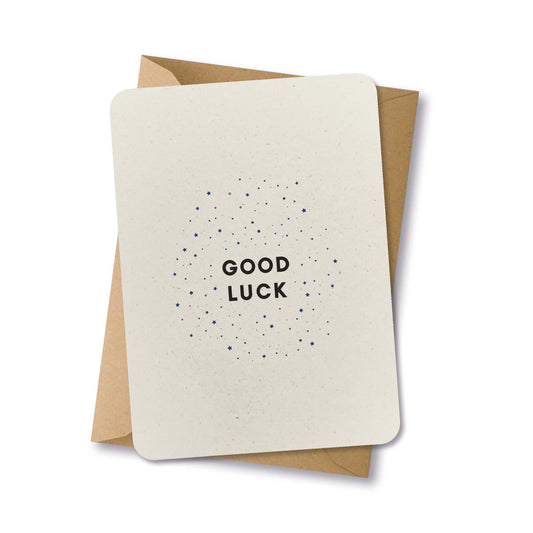PAPERLOVER - Ansichtkaart duurzaam 'Good luck' sterretjes