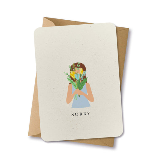 PAPERLOVER - Ansichtkaart duurzaam 'Sorry' bosje bloemen