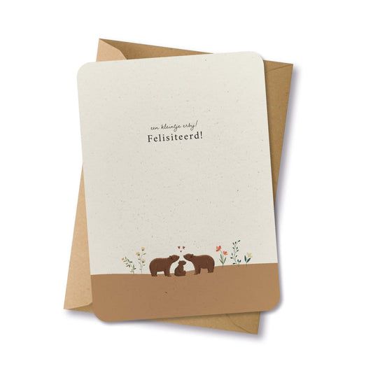PAPERLOVER - Ansichtkaart duurzaam 'een kleintje erbij' berenfamilie